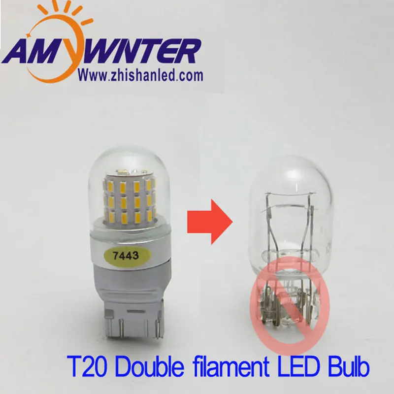 7444 T20 7443 Led  Dual Light Function 7440 Single Amber Yellow White Car Brake Bulbs Red