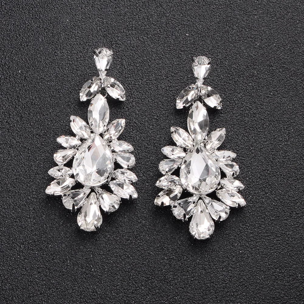 Miallo Fashion Austrian Crystal Alloy Bridal Long Earrings for Women Wedding Big Earrings for Bride Bridesmaids Gifts
