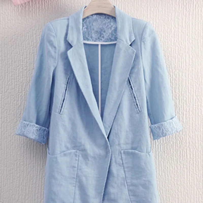 Summer New Women\'s Temperament Large Size Suit Jacket Women\'s Loose Casual Cotton And Linen Blazer Women\'s Slim Small Suit