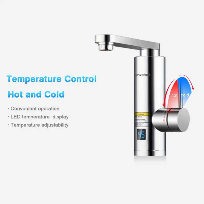 Kbxstart 욕실 인스턴트 온수기 탭 360 도 회전 주방 수도꼭지 Led 디스플레이 3000W 220V EU 플러그 M1D