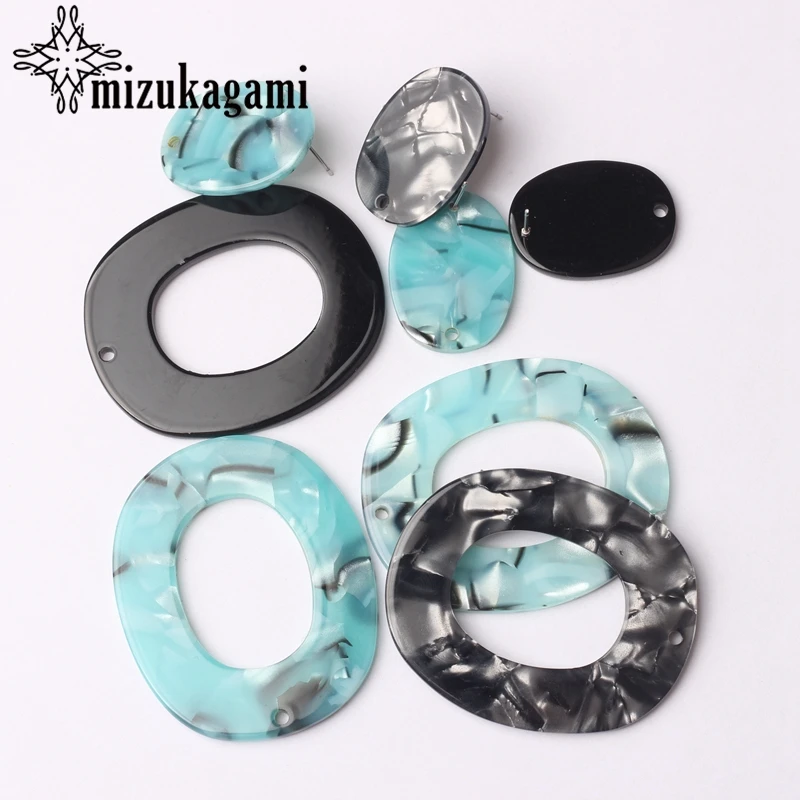 Acetic Acid Resin Oval Drop Charms Earrings Accessories Connector 2pcs/lot For DIY Drop Earrings Making Accessories