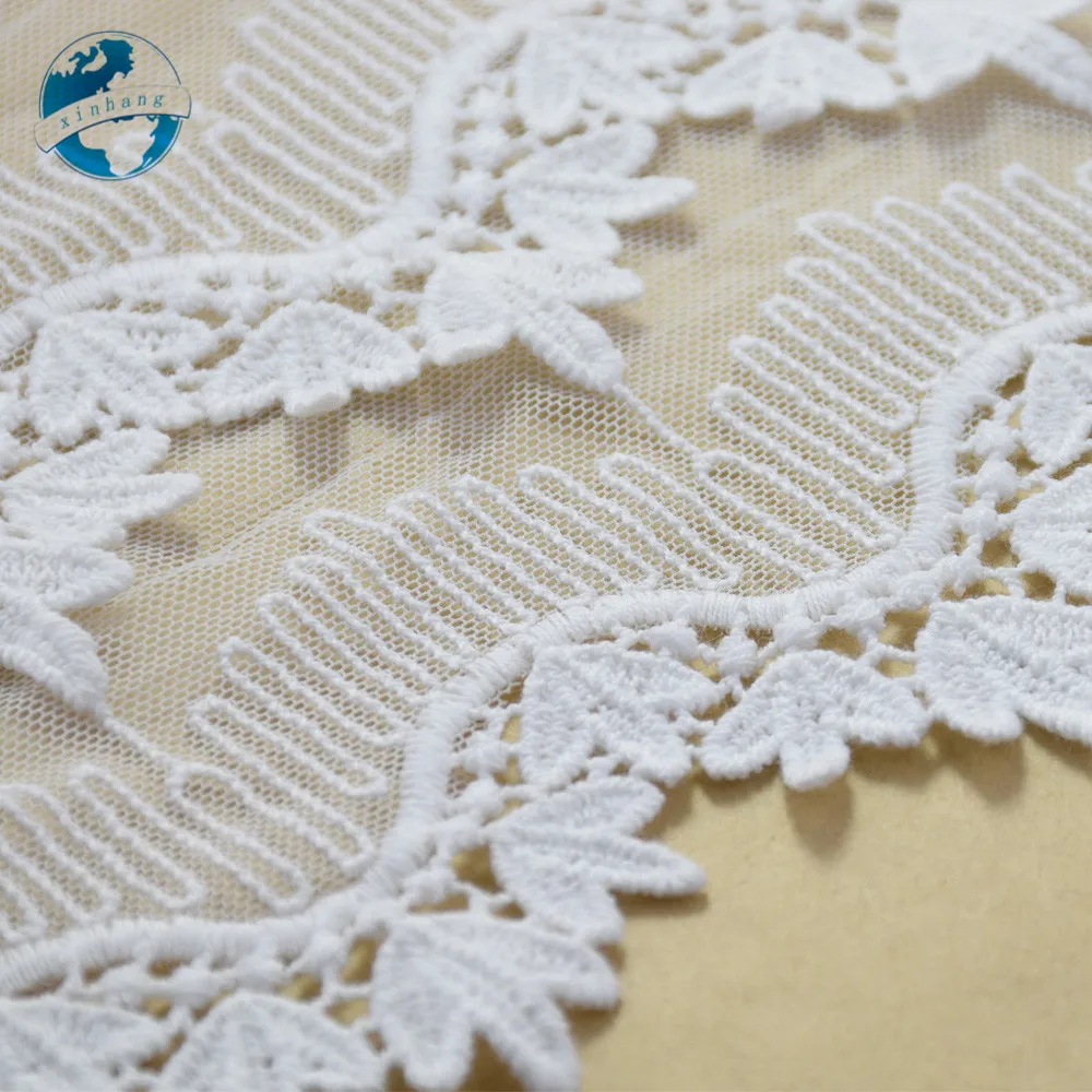 17cm Double Layer Cotton Embroid Llace Sewing Ribbon Guipure Trim Fabric Warp Knitting Garment Accessories African lace#3013