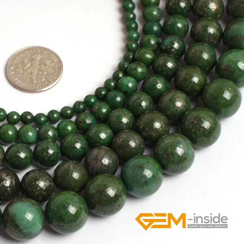 Round Green Pyrite Stone Beads For Jewelry Making Strand 15 inch DIY Bracelet Necklace Jewelry Loose Bead 4mm 6mm 8mm 10mm 12mm