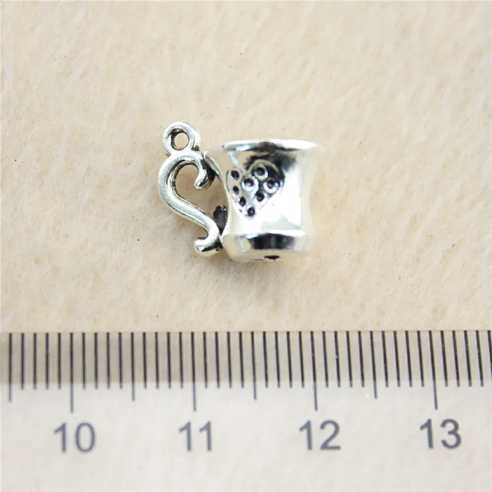 40pcs/lot 10*15mm ancient silver 3D Tea Cup charm Pendants DIY jewelry for bracelet necklace earring