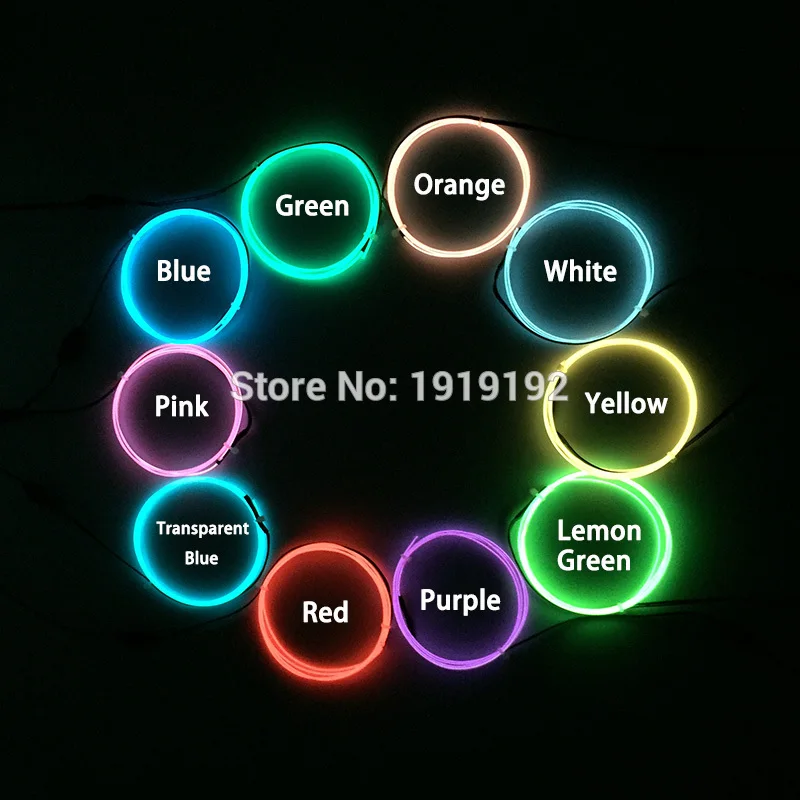 Flexible LED Neon Light for Party Decor, 360 Degrees of Illumination, EL Wire,Glow Rope,Cable Strip,Powered by 2AA Battery,1.3mm