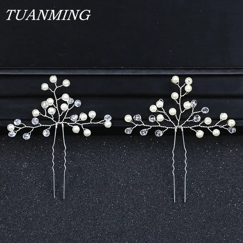 Silver Color Pearl Rhinestine Bride Hairpins Hair Accessories Handmade Wedding Hair Pins Bridal Hairpins Women Prom Headpieces