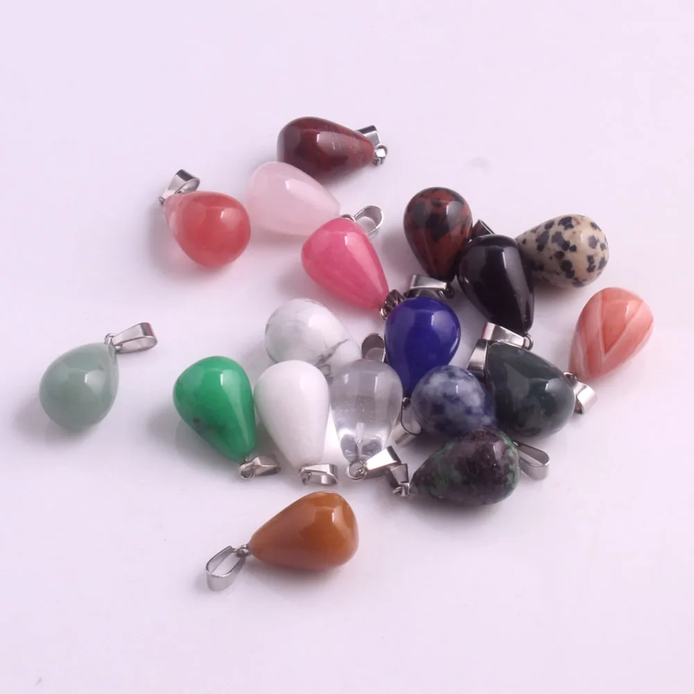 

Free Shipping 12pcs/lot Wholesale Assorted Mixed Natural Stone Sodalite Onyx Water Drop Pendants Charms Necklaces Jewelry Making