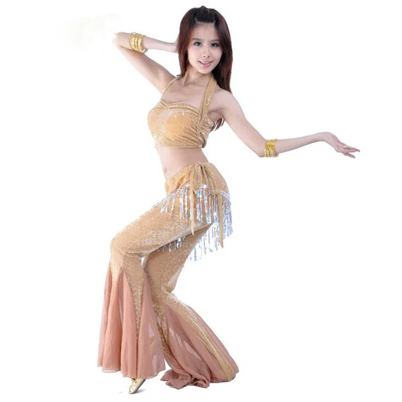 Original Belly dance costumes sexy gauze sleeves top+gauze pants for women belly dance costume set 10 colors