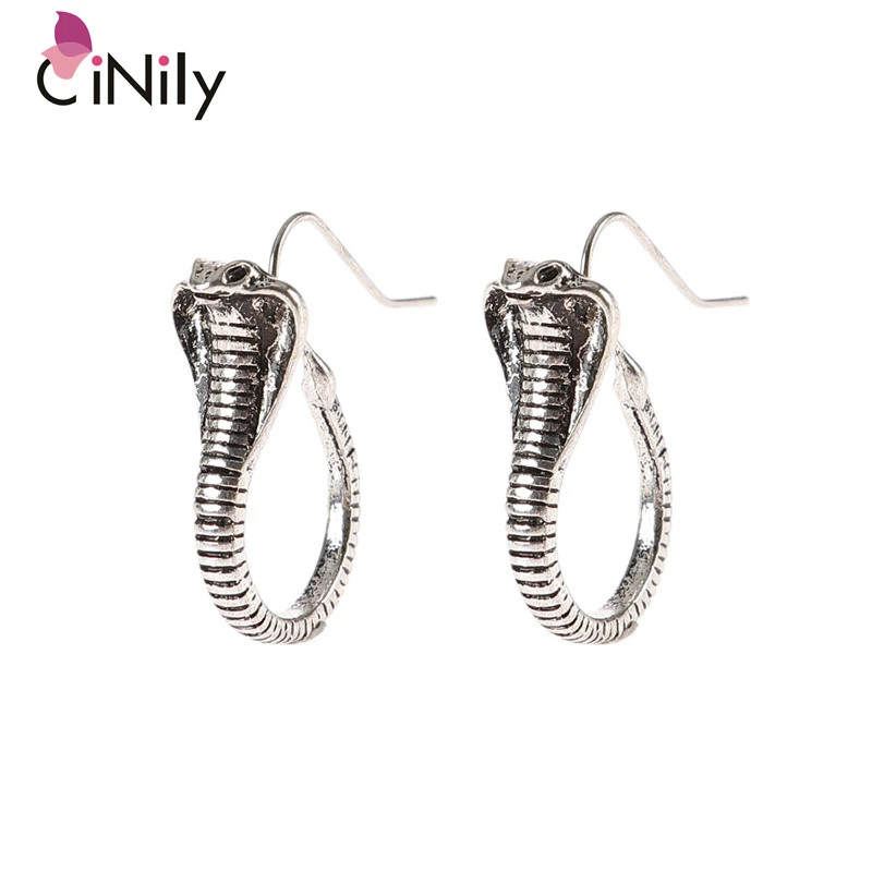 CiNily Vintage Cobra Snake Design Silver Plated Earring Fashion Womens Earrings Lavish Fully-Jewelled Female