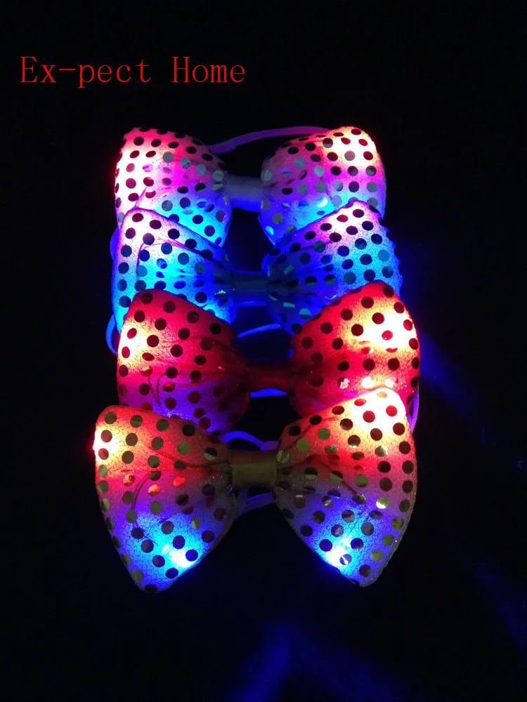 

100pcs led bow tie kids adult Multicolor Bowknot flashing tie light up toys for party decoration supplies