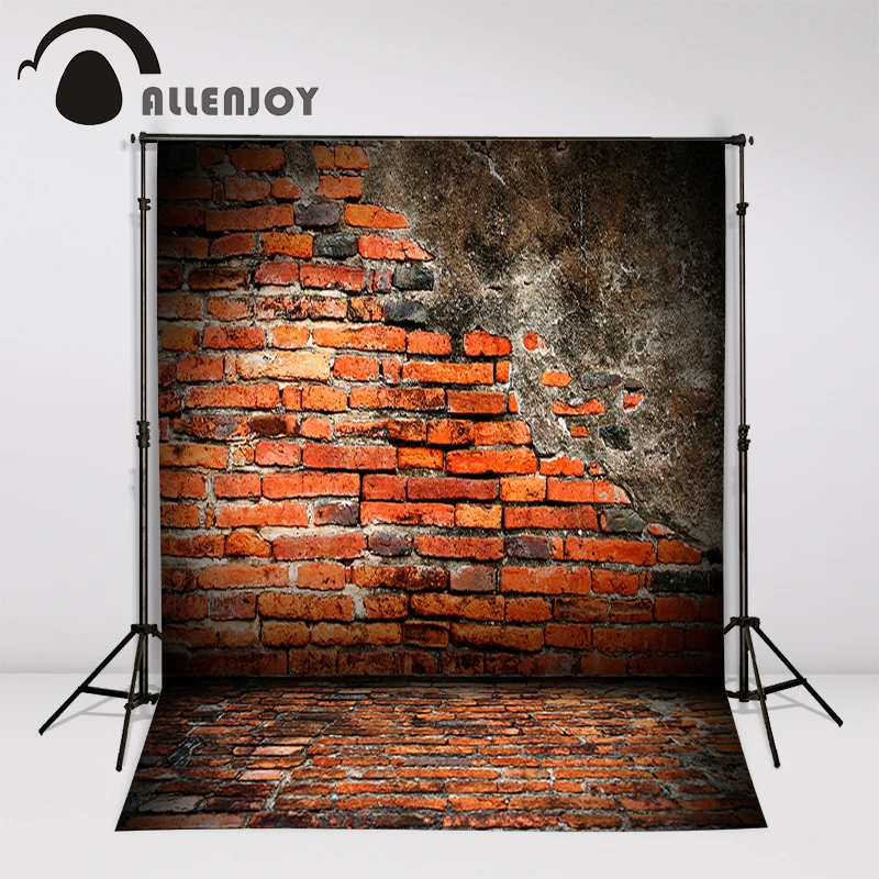 Allenjoy Vinyl backdrops Brick wall destruction retro red photocall photo studio background