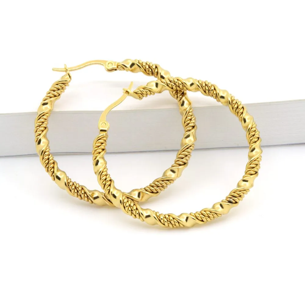 Fashion Jewelry Double Cable Hoop Earrings 3 Size Brand Earrings For Women Gold Color Hoop Earrings Brincos Girls Ladies Europe