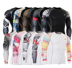 New MMA3D Printed T-shirts Men Compression Shirt Thermal Long Sleeve T Shirt Mens Fitness Bodybuilding Skin Tight Quick Dry Tops