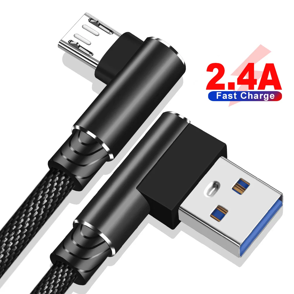OLAF 2.4A Micro USB Cable 3m 2m 90 Degree Fast Charging USB Data Cable For Samsung Xiaomi Redmi Note 4x 5 LG Mobile Phone Cables