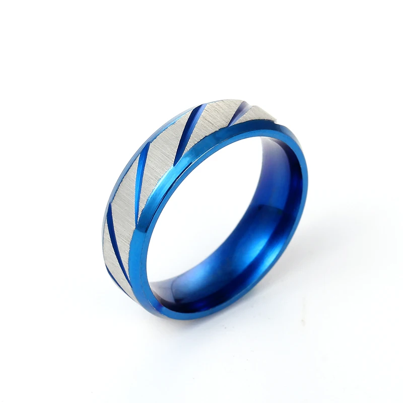  6mm Blue Twill Ring Titanium Brushed Ring for Men and Women Personalized Ring Customize Ring Engraved Ring