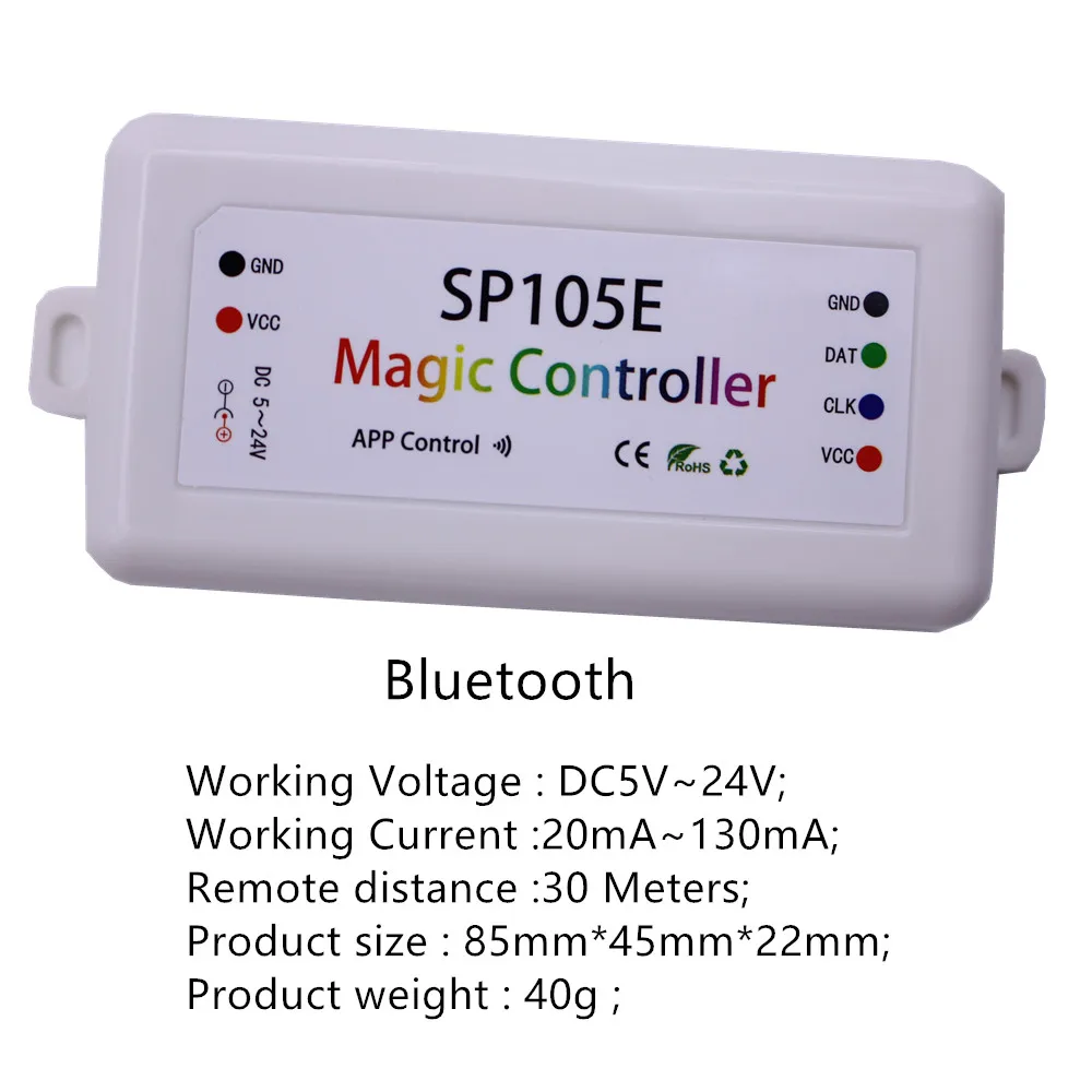 SP105E Bluetooth WS2811 WS2812B led controller SP108E SK6812 RGB/RGBW APA102 Music Colorfulx2 WS2801 pixels Led Strip Leds