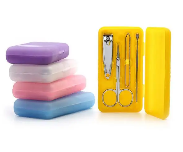 Kit de ferramentas para manicure e pedicure, conjunto de 4 peças, para corte de unhas, tesoura, viagem