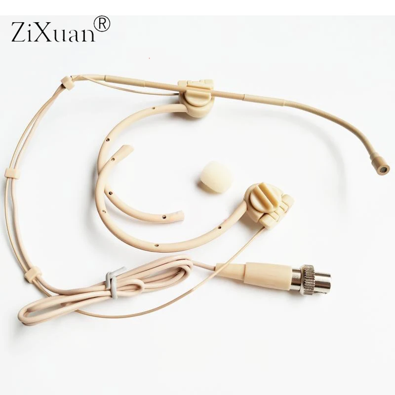 Collapsible  Mini Beige Pro Headworn Earhook Headset Microphone 4pin  For MiPro Wireless Belpack Transmitter