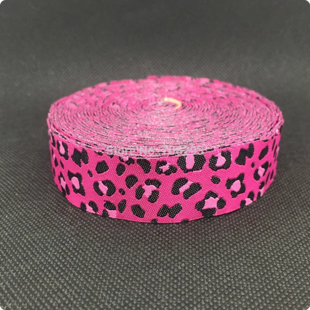 HOT!!! 2015 NEW wholesale 7/8\'\' 22mm Wide Red leopard grain Woven Jacquard Ribbon dog chain accessories 10yards/lot