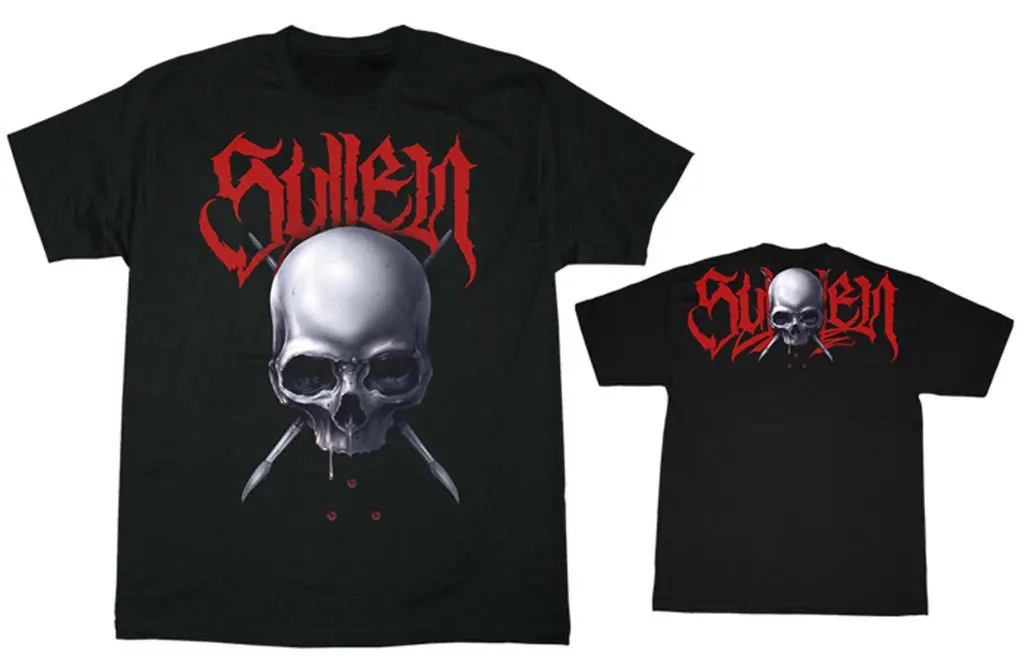 Men's High Quality Tees SULLEN BELL TOLLS REALISM SKULL PAINTBRUSH BLACK RED TATTOO MENS T SHIRT S-3XL O-Neck Teenage T-Shirt