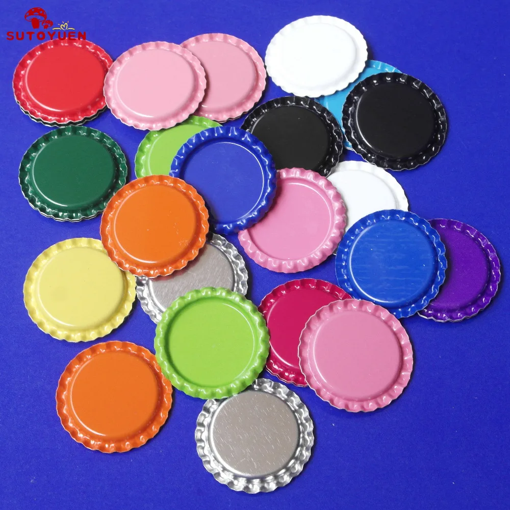 New Arrival 12 Colors Both Side Color Metal flattened bottle caps Without  Holes Flat Bottlecaps  for Necklace Jewerly Hairbows