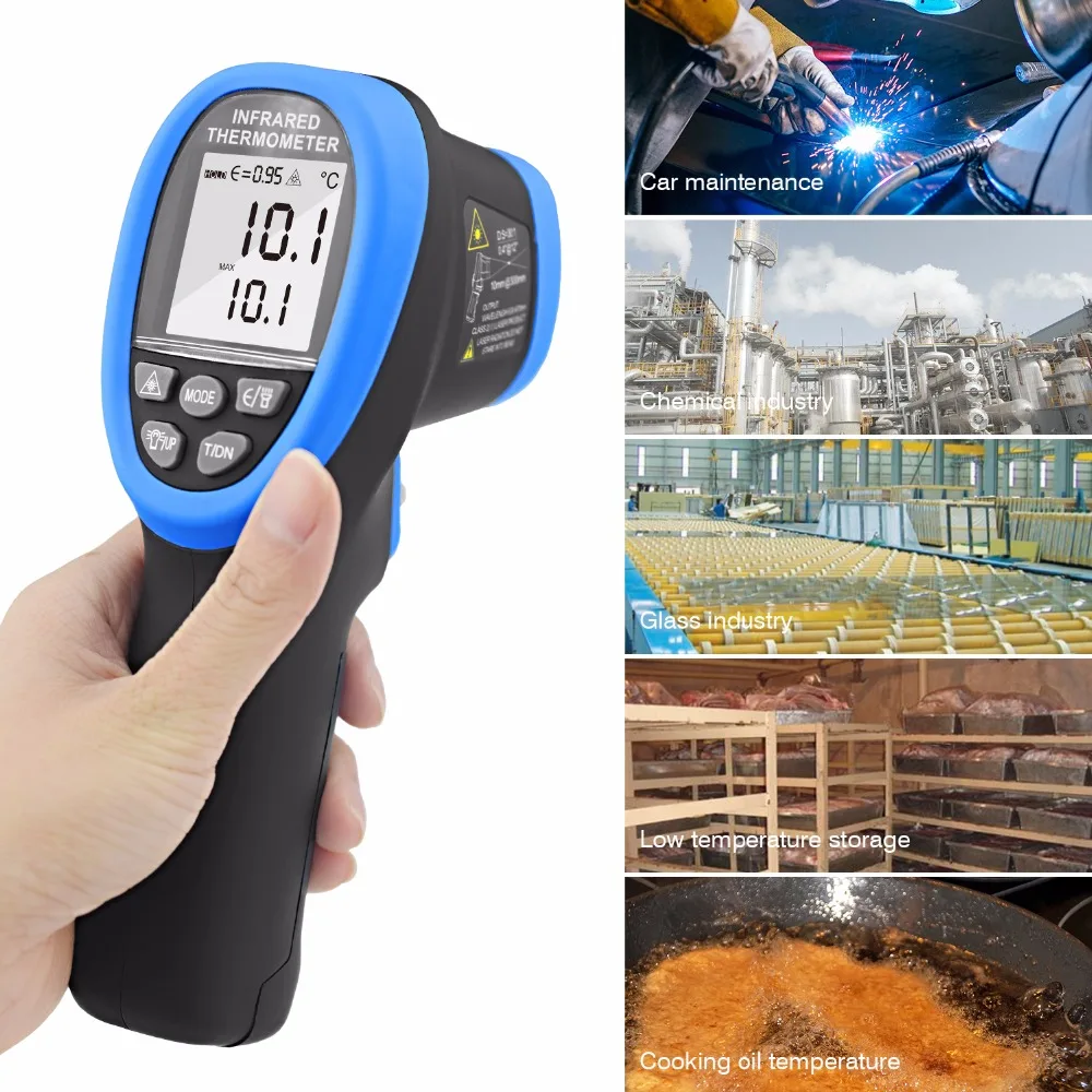 HoldPeak HP-1500 Digital Infrared Thermometer -50~1500 Degree Temperature Measuring 30:1 DS LCD Pyrometer Temperature Gun