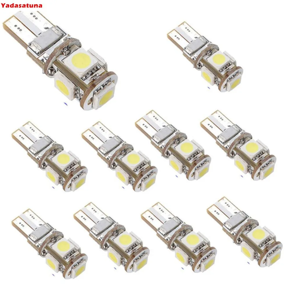 

10 шт Lampada Pingo W5W 194 T10 5 Led Branca Cambus подавитель W5w 6000k
