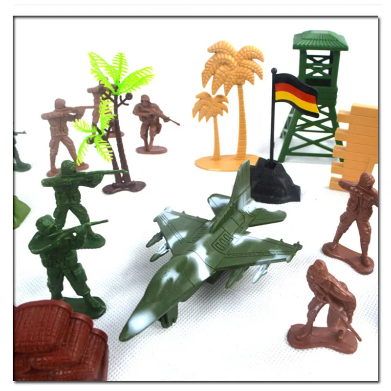 static Military figures model toy 60 accessories war scene sand table plastic small soldier toy suit for Children Gifts