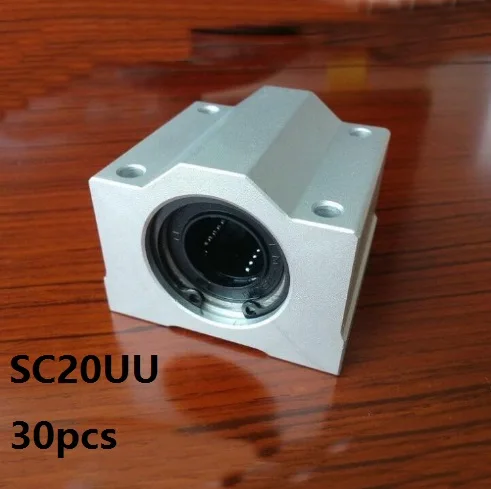 

30pcs/lot SC20UU SCS20UU Bearing 20mm linear case unit linear block bearing blocks for CNC router 3D printer parts