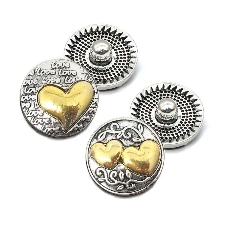 high quality metal Rhinestone Snap Buttons w232 heart Diy Jewelry fit 18mm Snap button Necklaces/Bracelets for women