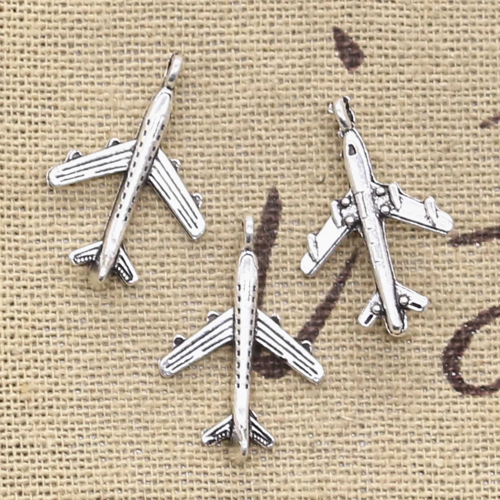 30pcs Charms Plane Airplane 22x14mm Antique Bronze Silver Color Pendants Making DIY Handmade Tibetan Bronze Silver Color Jewelry