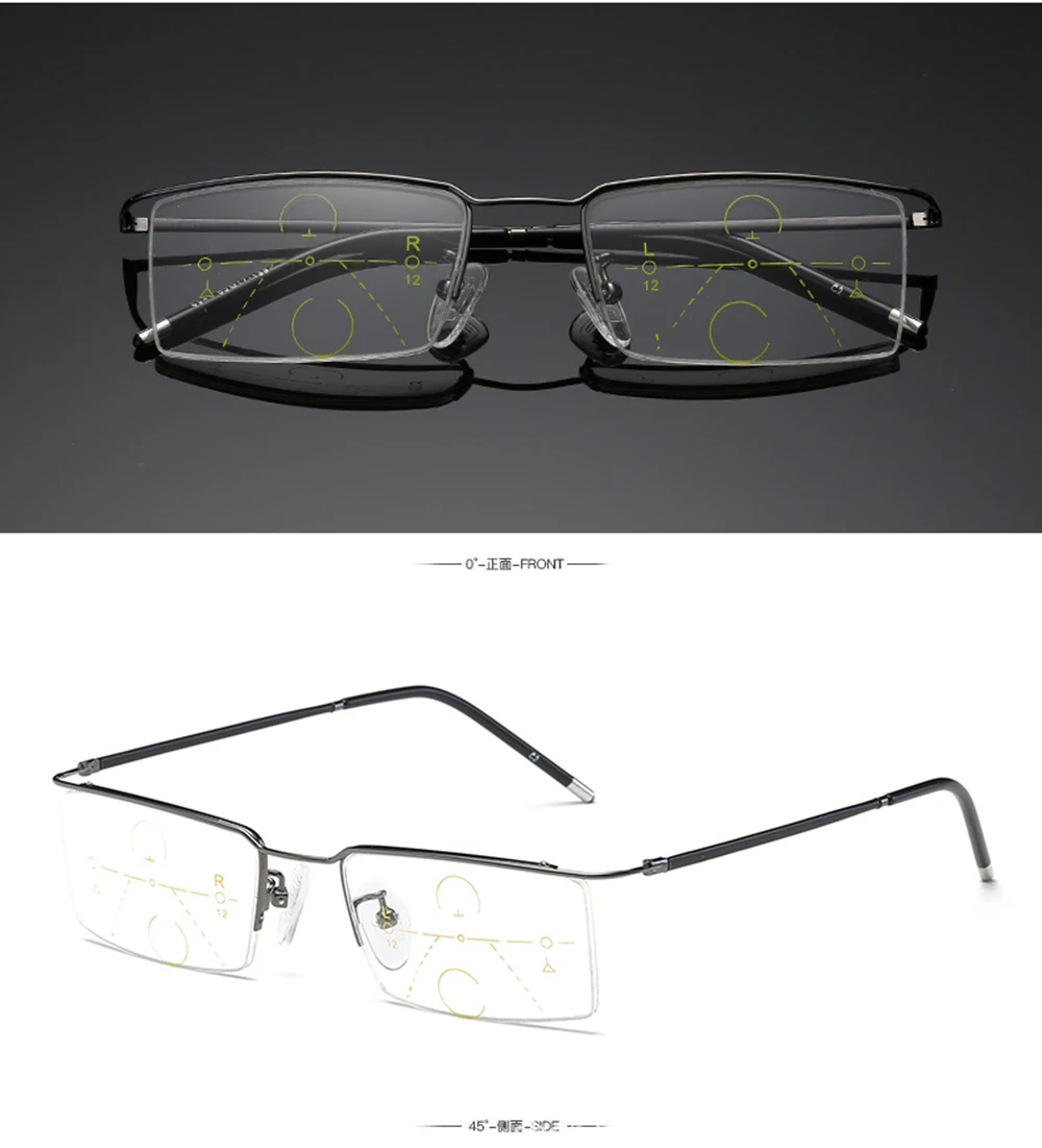 Titanium alloy Business  Intelligence Progressive Multifocal Commercial Reading Glasses Bifocal +1 +1.5 TO +4