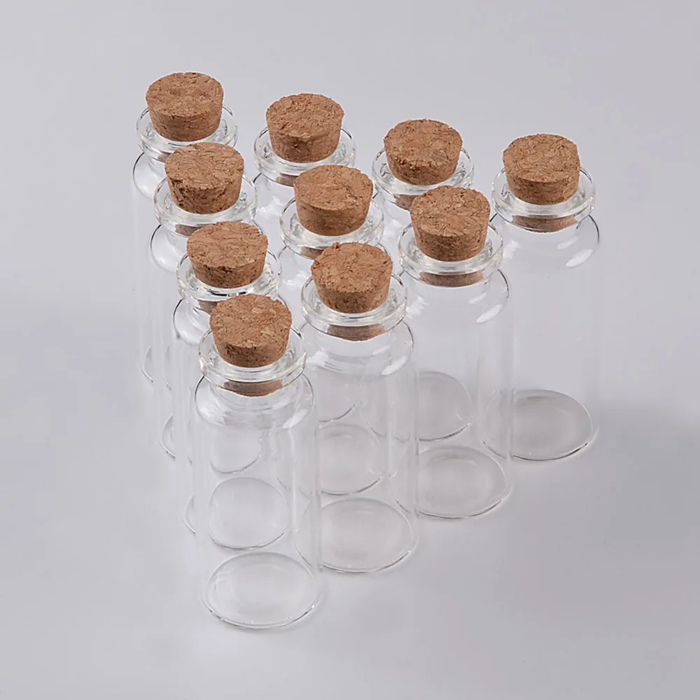 15ml 24x60x12.5mm  Food Grade Glass Bottle with Cork Stopper Empty Crafts Decoration Bottles Jars Vials 100pcs