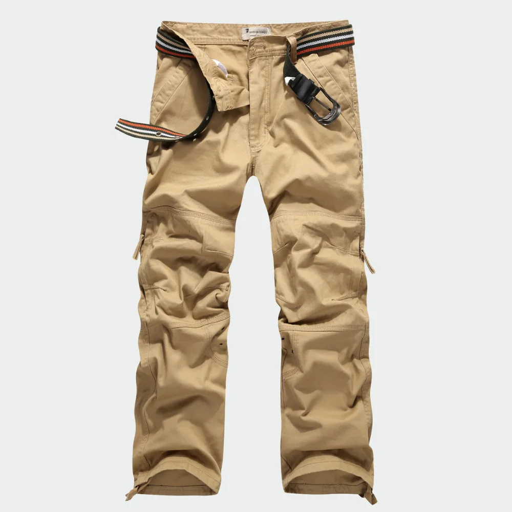 Hochwertige Herren-Cargohose in voller Länge, mehrere Taschen, Camouflage-Freizeithose, 100 % Baumwolle, Größe 30–40