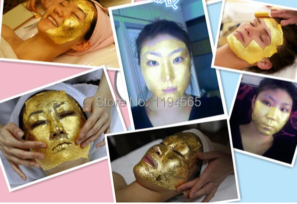 100PCS 4.33*4.33cm Anti-Aging 24K Gold Foil Leaf Mask Moisturizing Facial Gold Foil Sheets Masks Beauty SPA Equipment