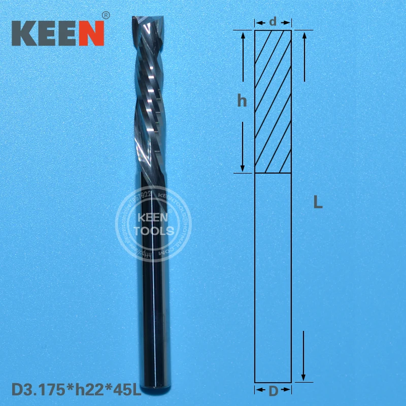 

Keentools Up Down Cut 3.175*22MM 2 Flutes Carbide End Mill Spiral Router Bit CNC Engraving Tools Drill