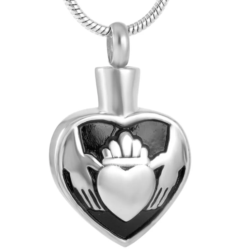 IJD9172 Hold Heart Crown Heart  Stainless Steel cremated remains Jewelry For Women Memorial Cremation Urn Pendant inside Ashes