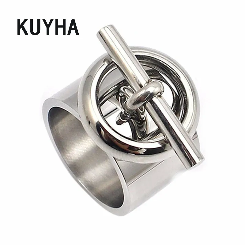 Stainless Steel Round Ring Engravable Bijoux Women Silver Color Unique Jewelry Exquisite Fashion Girl Biker Ring