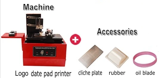 Desktop Electric Pad Printer Machine for Product Date Small Logo Print + Cliche Plate + Rubber Head