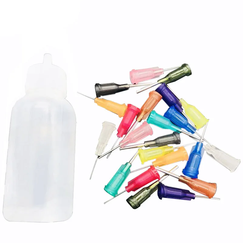 1 Set 50ml Dispenser Rosin Solder Flux Paste +11 Needles Tool Parts Empty E-liquid Plastic Rosin Flux Alcohol Bottle