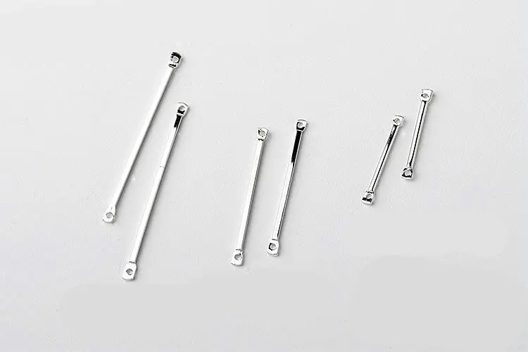 300pcs Brass Metal bar connectors with loops silver tone,mini Link, 2 Loop Thin Bar Connector Links