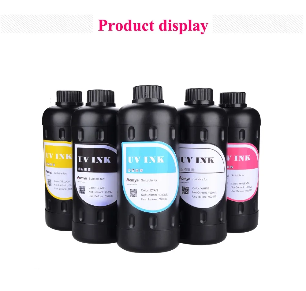 Aomya 8x1000ml UV Ink Print on Hard Material LED Curable Ink Compatible for Epson DX5 DX7 Flatbed Printer 3D UV Printer