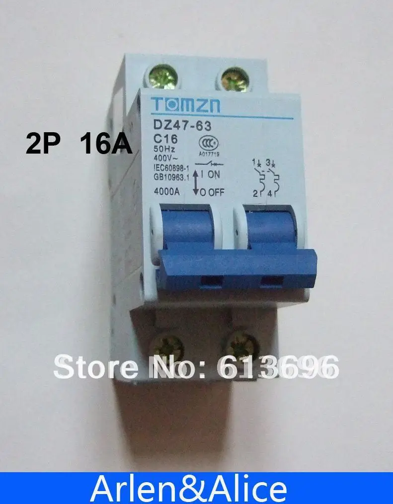 2P 16A 400V~ 50HZ/60HZ Circuit breaker AC MCB safety breaker C type