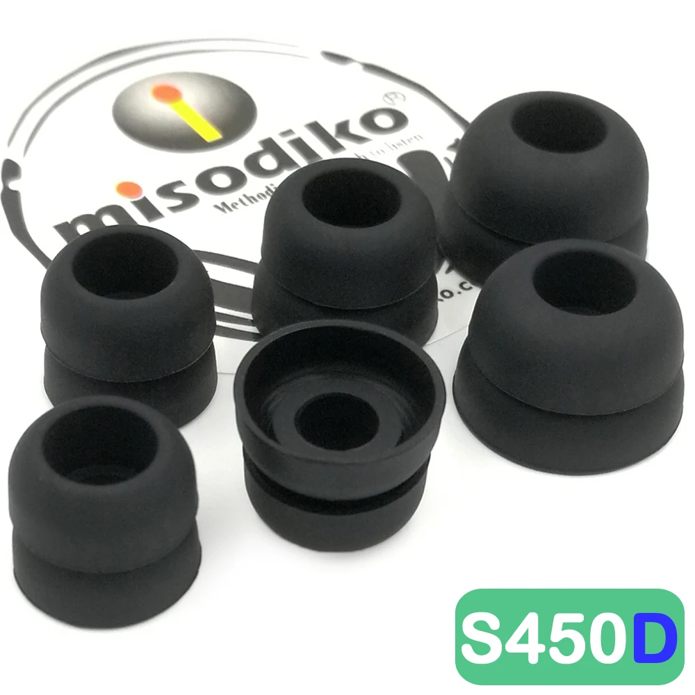 misodiko S450D Silicone Earbuds Tips Eartips for Beats X, Powerbeats/ Skullcandy Smokin' Buds Ink'd Method/ KZ AS10 ZS10 ZST ZSN