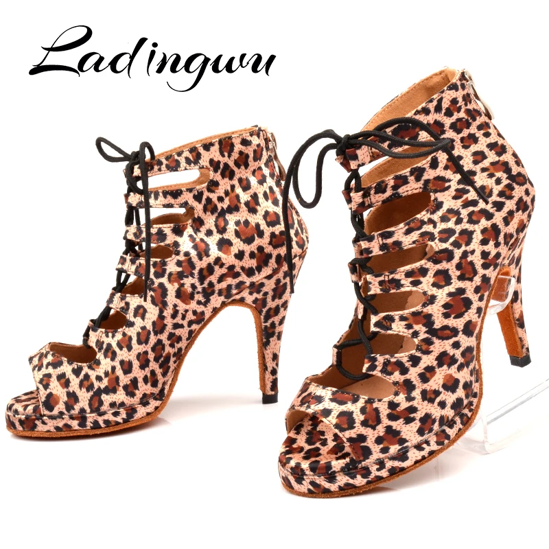 Ladingwu Platform Dance Boots Wide and narrow adjustment strap Latin Dance Shoes For Woman Ballroom Salsa Shoes Dancing