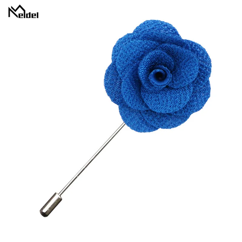 Meldel Corsage 남성용 Boutonniere 라펠 핀 신부 들러리 파티 패브릭 코사지, 신랑 무도회 결혼식 모임 꽃 브로치 2 개