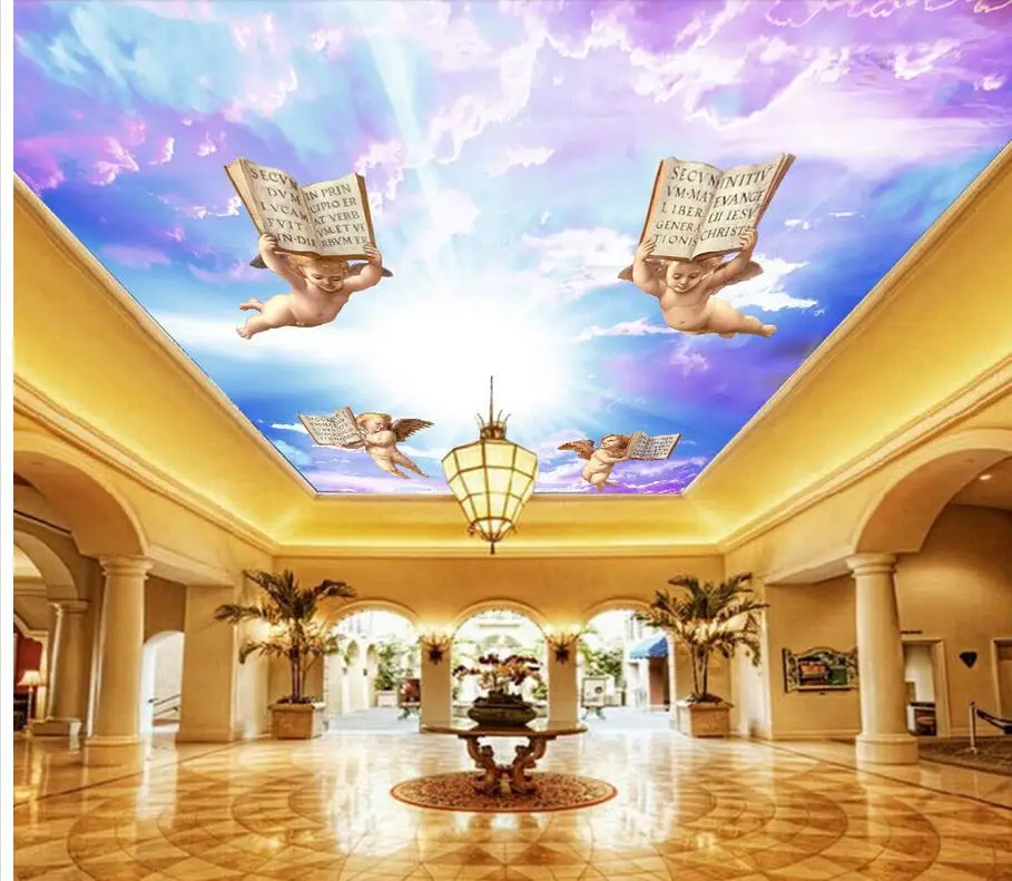 

Home Decoration 3d ceiling murals wallpaper European style angel colorful sky ceiling frescoes