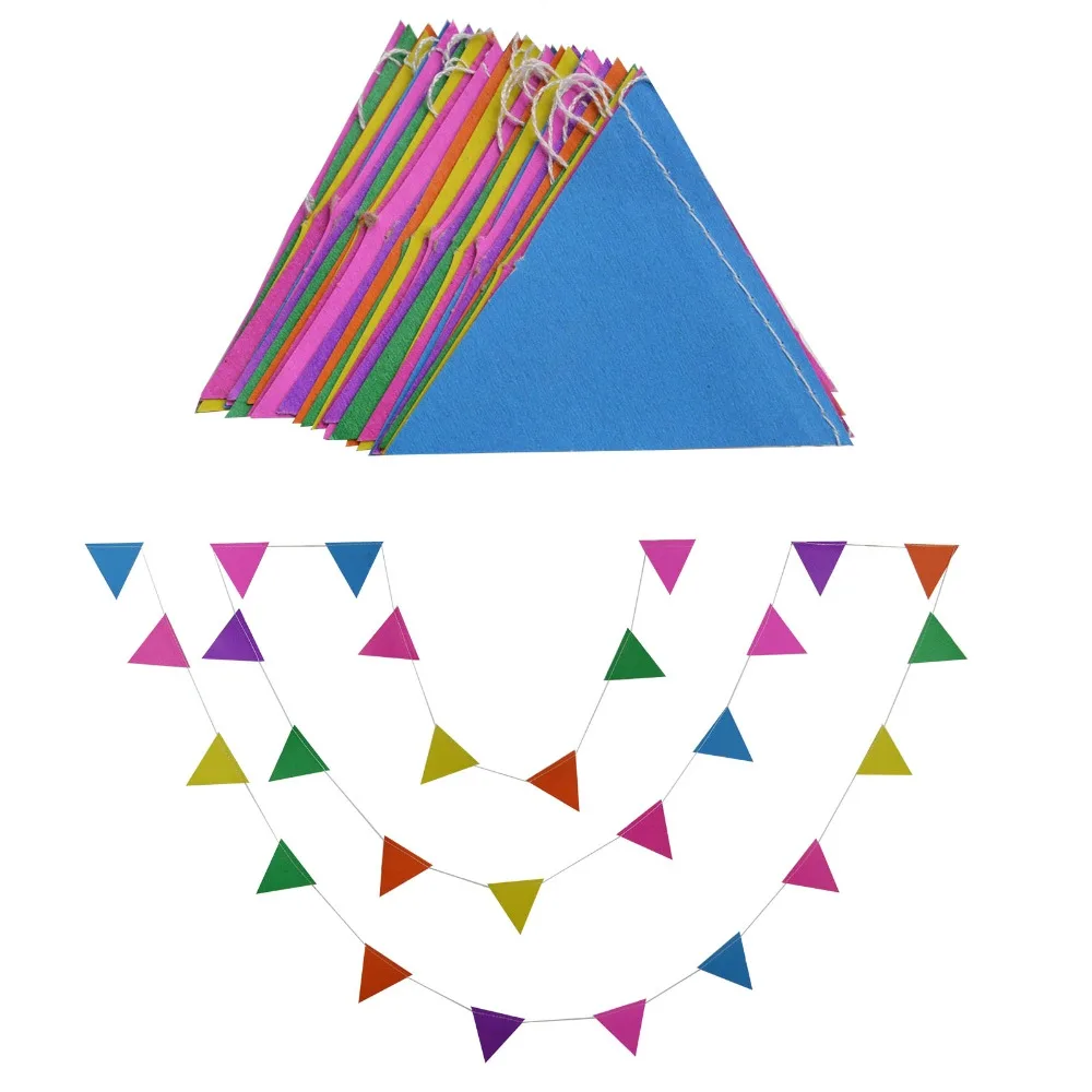 4m Small Paper Flags Hanging Paper Garland Wedding Bunting Banner Baby Shower Birthday Decoration String Streamer Party Supplies