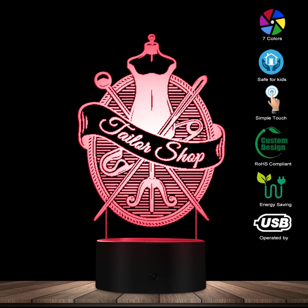 Tailor Shop Designed Visual Lamp Modern LED Night Light Table Lamp Profession Needlework Sewing Clothes Shop Decorative Lighting