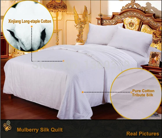 

Thickest 100% Mulberry Silk Comforter Comforters Handmade Winter Silk Quilts Yellow colcha Queen edredon Quilted Bedspread King